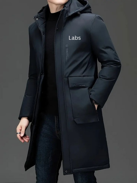 Labs men long hooded winter coat